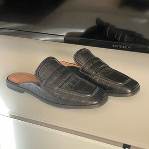 Marc Fisher Black Crocodile Embossed Loafers